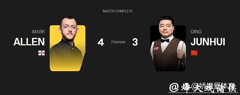 3-0领先后连丢4局 丁俊晖3-4马克·艾伦止步16强 3-0领先后连丢4局 丁俊晖3-4马克·艾伦止步16强